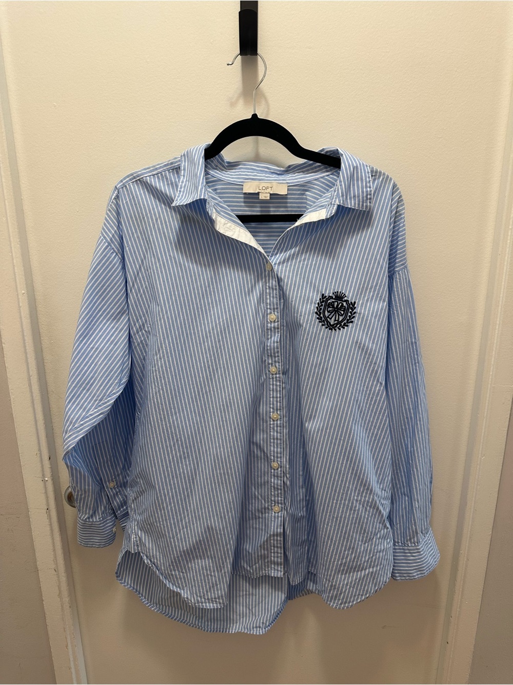 Loft Light Blue Stripe Button-Down Shirt